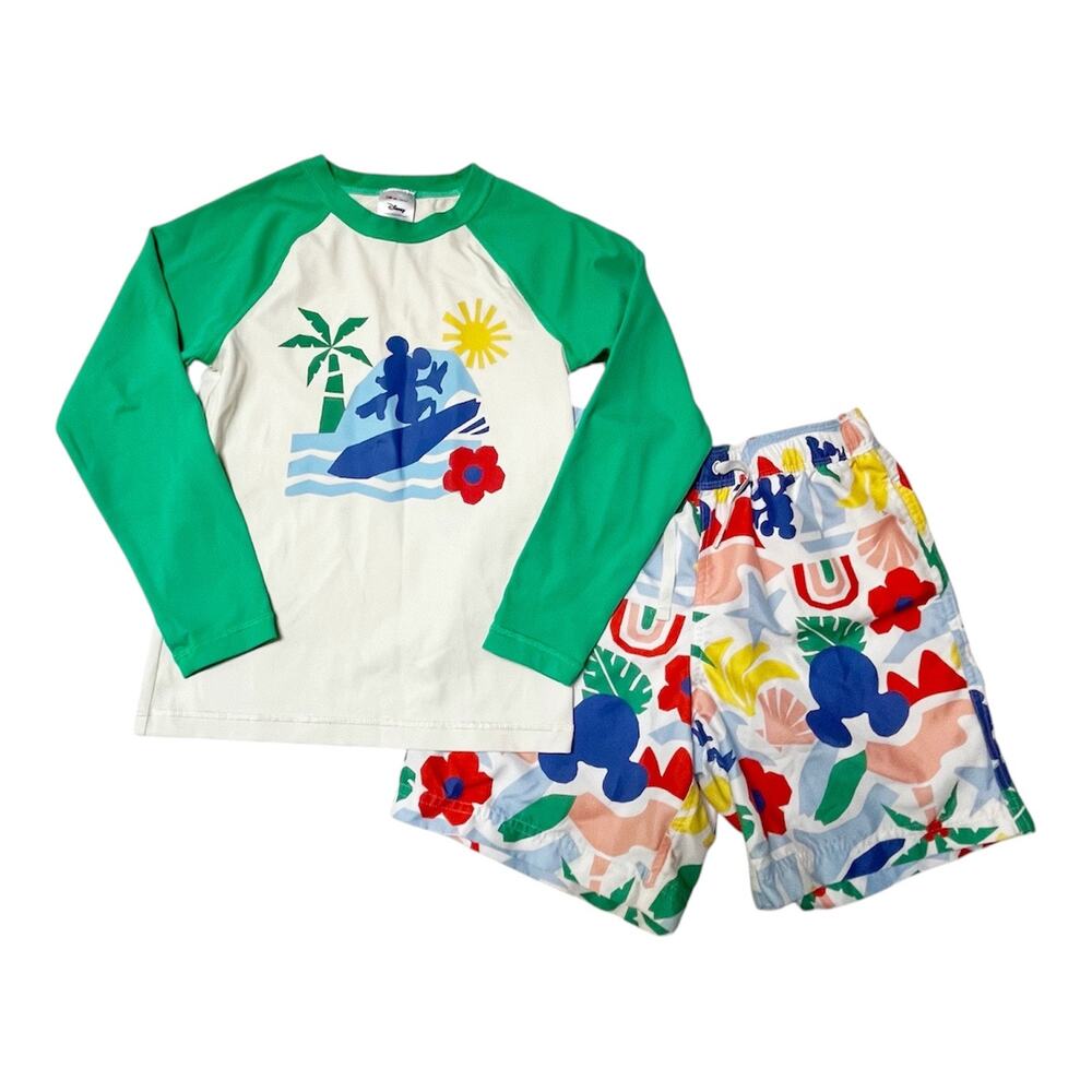 Hanna Andersson Disney Rash Guard and Swim Trunks Size 6/7